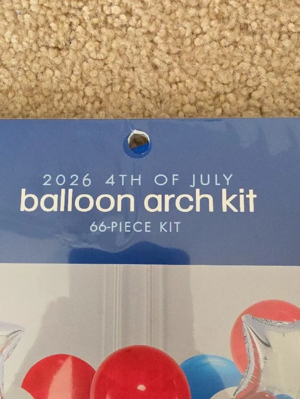 Hobby Lobby Red, Blue & White 4th of July Balloon Arch Kit & Square Balloons